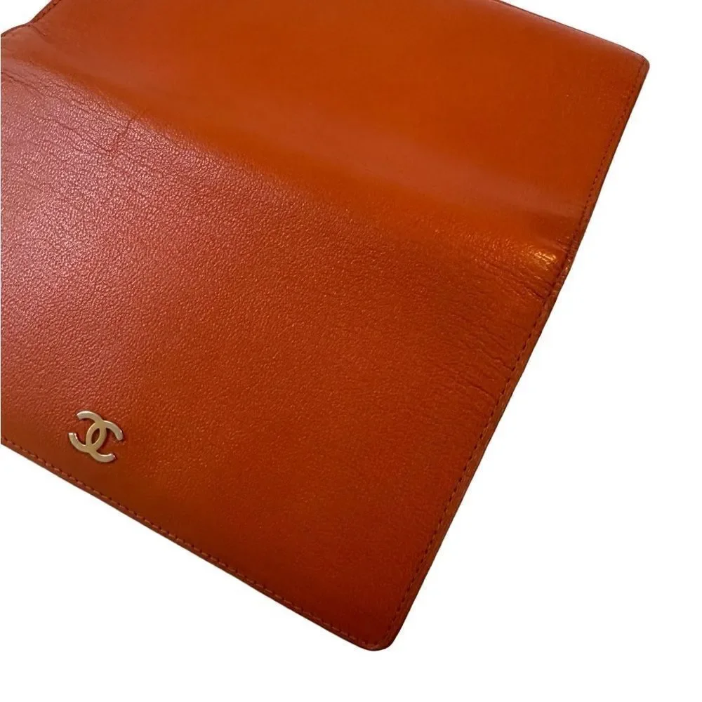 Chanel orange leather wallet